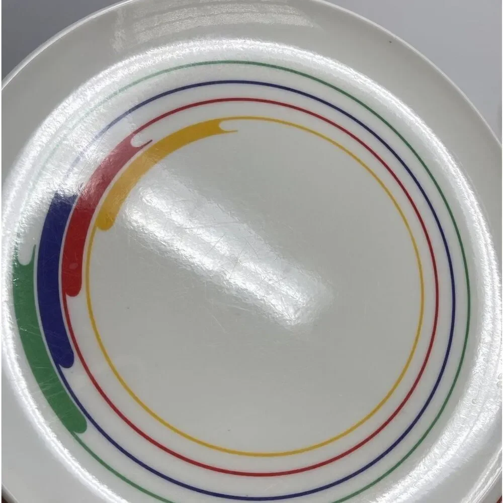 Vintage Idea Dishes Rainbow Hi Fi Primary Melamine Plastic Plates 9.25” Set Of 6